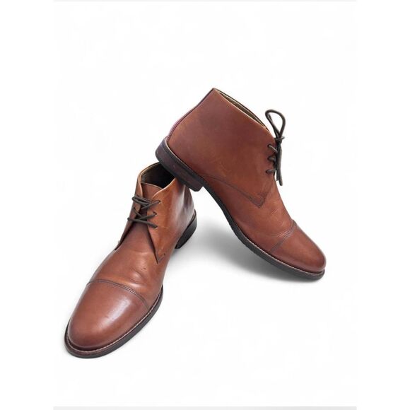 Men’s Stafford Chukka Genuine Leather Brown Tan Lace up Ankle Dress Boots-Sz 10M - Picture 2 of 8